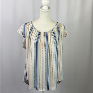 Lauren Conrad EUC striped bow tie back blouse